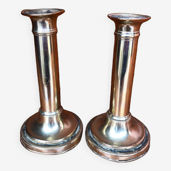 Pair of old brass candlesticks