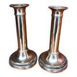 Paire de bougeoirs en laiton ancien
