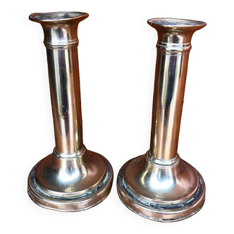 Pair of old brass candlesticks