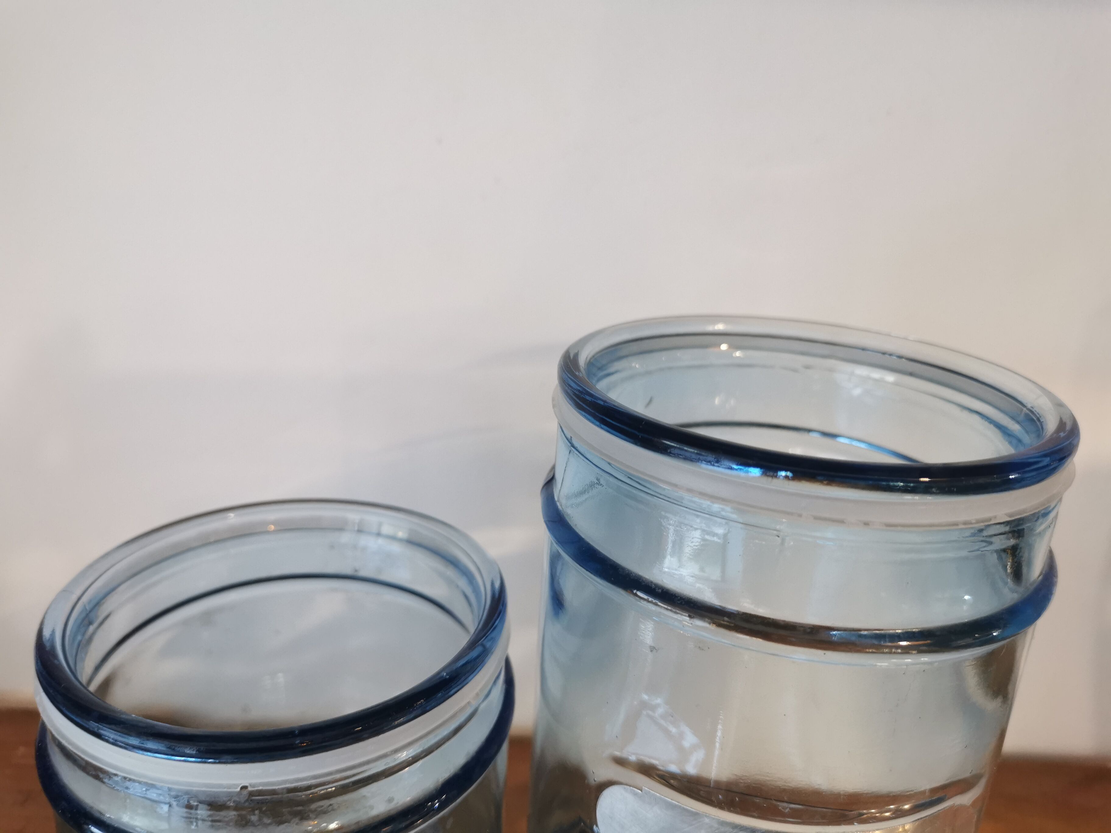 Coffee and sugar jars in blue glass and aluminum