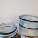 Coffee and sugar jars in blue glass and aluminum