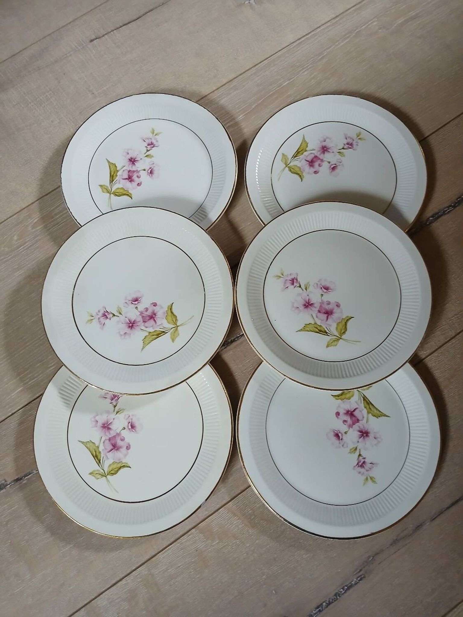 6 vintage Moulin des Loups dessert plates