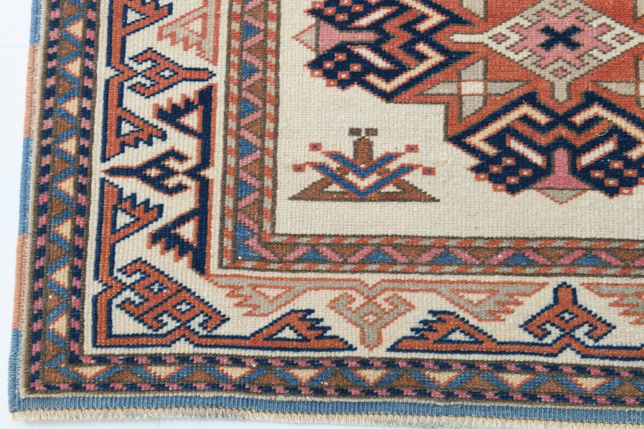 3x10 Navy Blue & Cream Persian Runner Rug, 98x321Cm