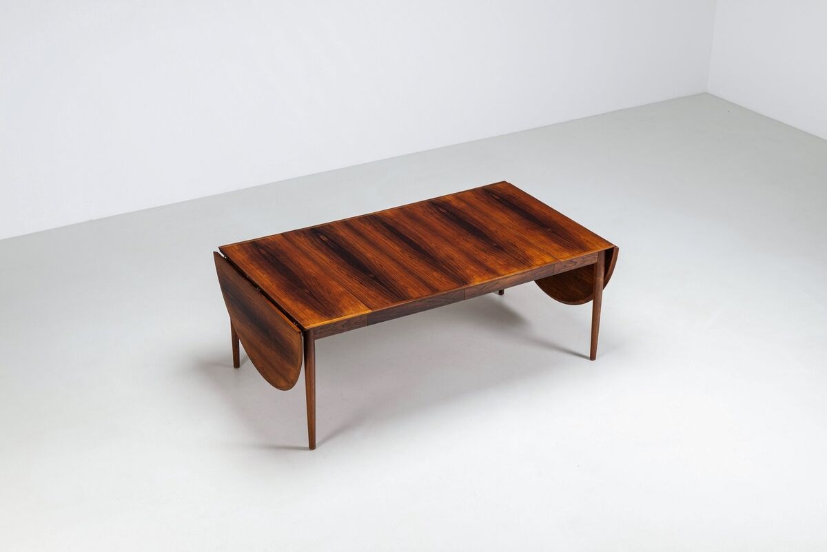Table à manger à rabat modèle 227 d'Arne Vodder en palissandre Sibast 1960