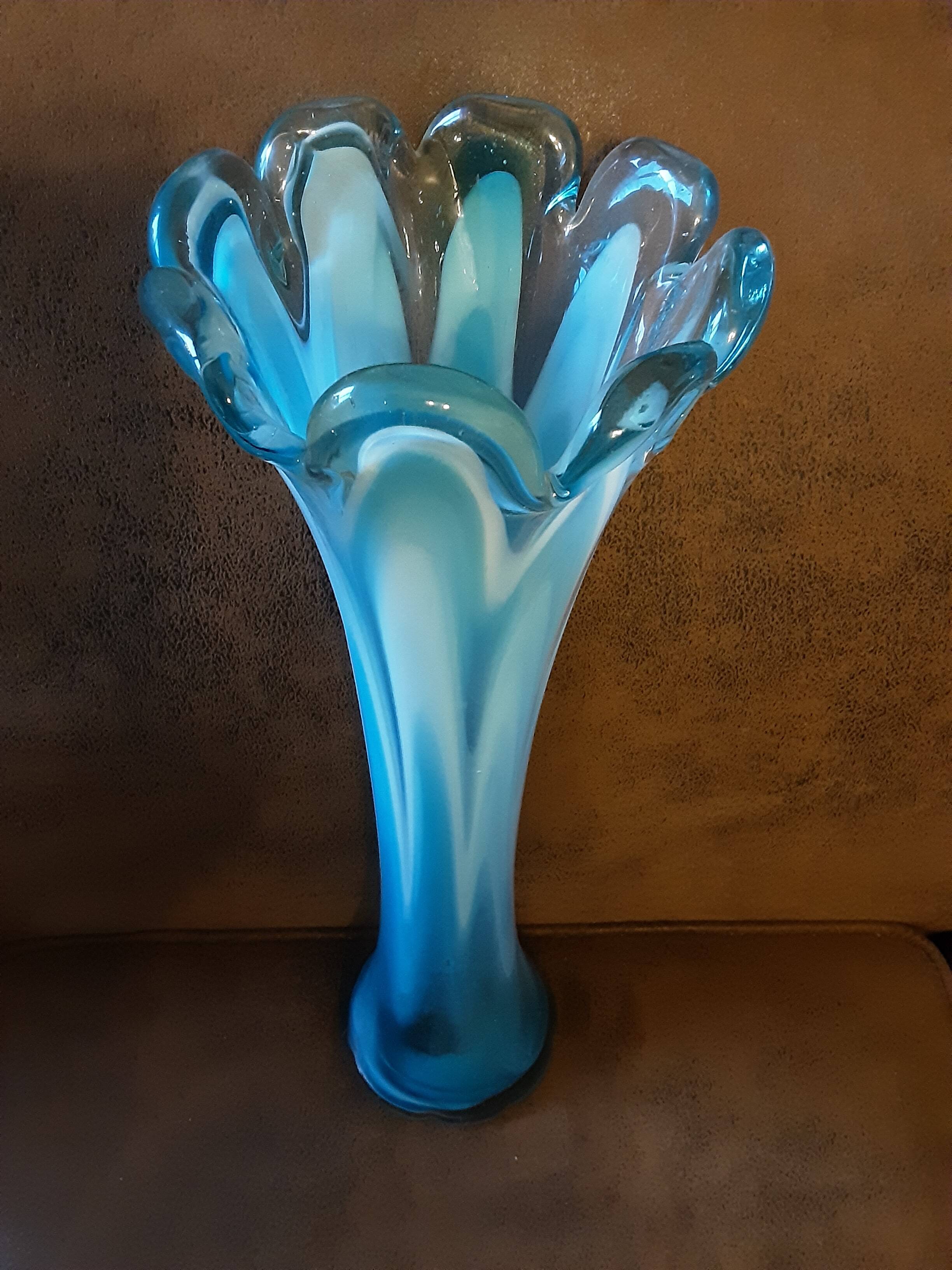 Large turquoise opaline crystal vase