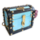 Large box, handcrafted pig bank, trunk shape, chest with padlock