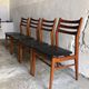 Lot de 4 chaises bois et simili cuir noir, chaise scandinave, chaise bois