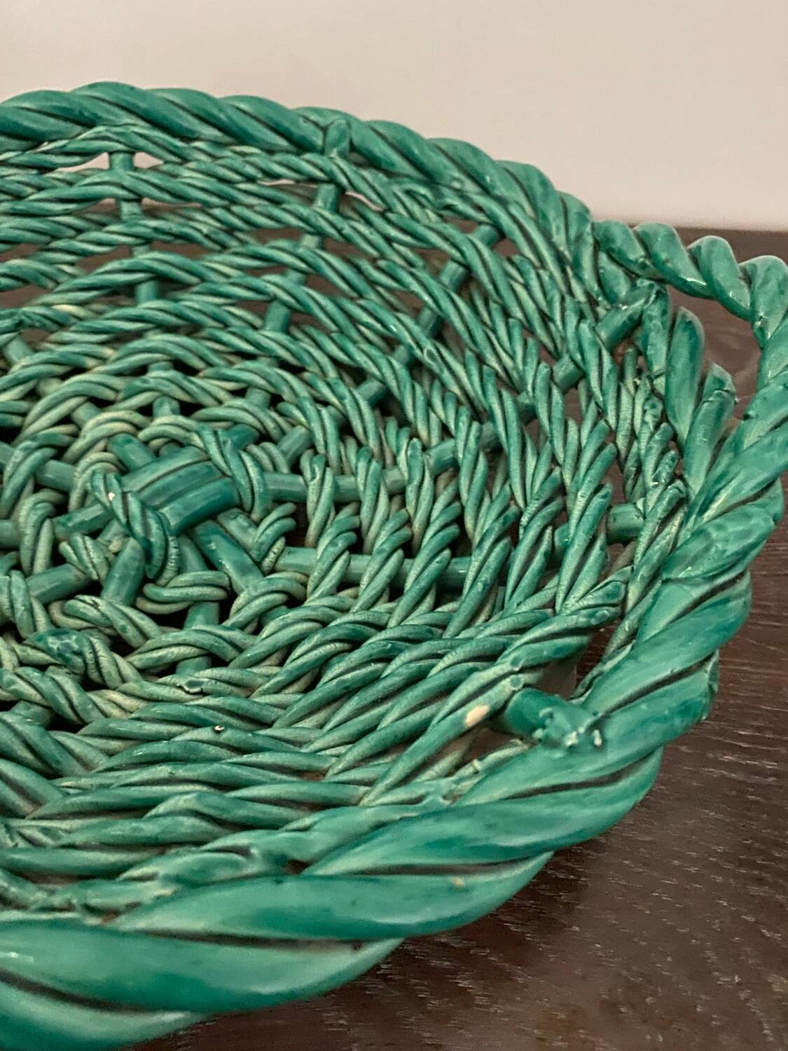 Large woven ceramic basket