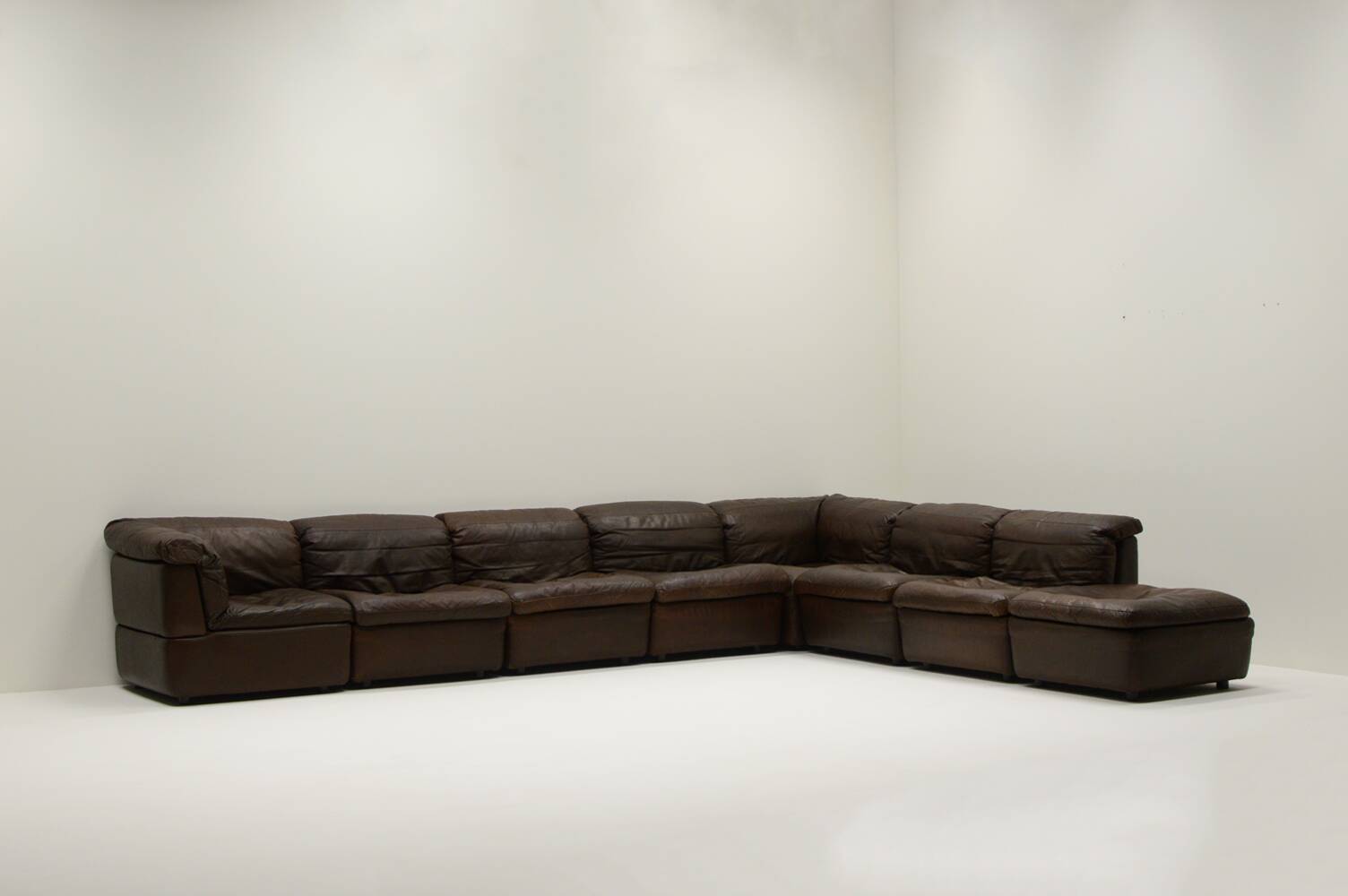Large modular leather sofa by Rolf Benz, Germany 1970s.