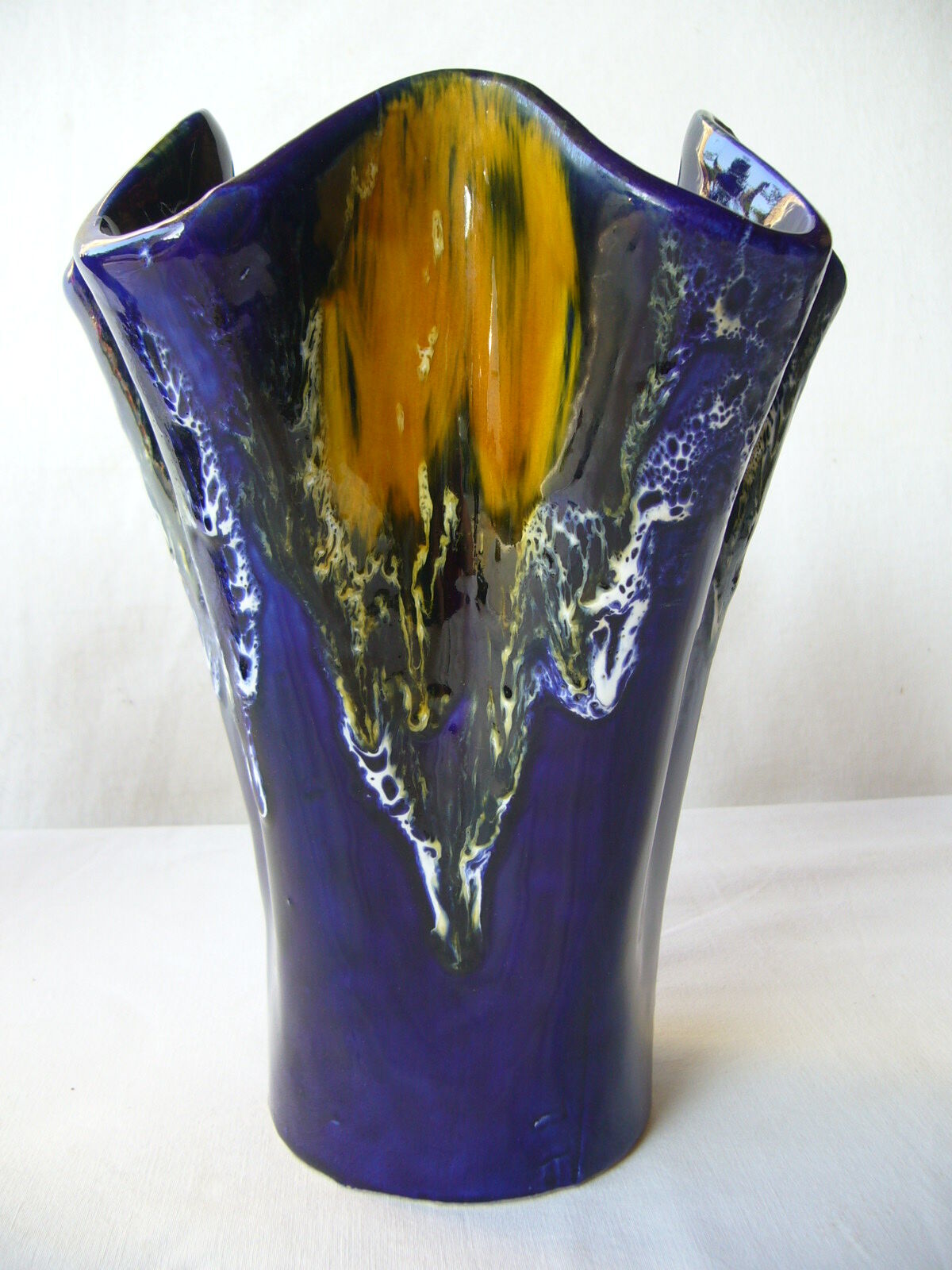 Pair of blue vases flamed Vallauris
