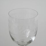 Set of 9 old wine glasses engraved in blown glass, early 20th century