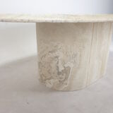 Italian Oval Travertine Coffee Table, 1984