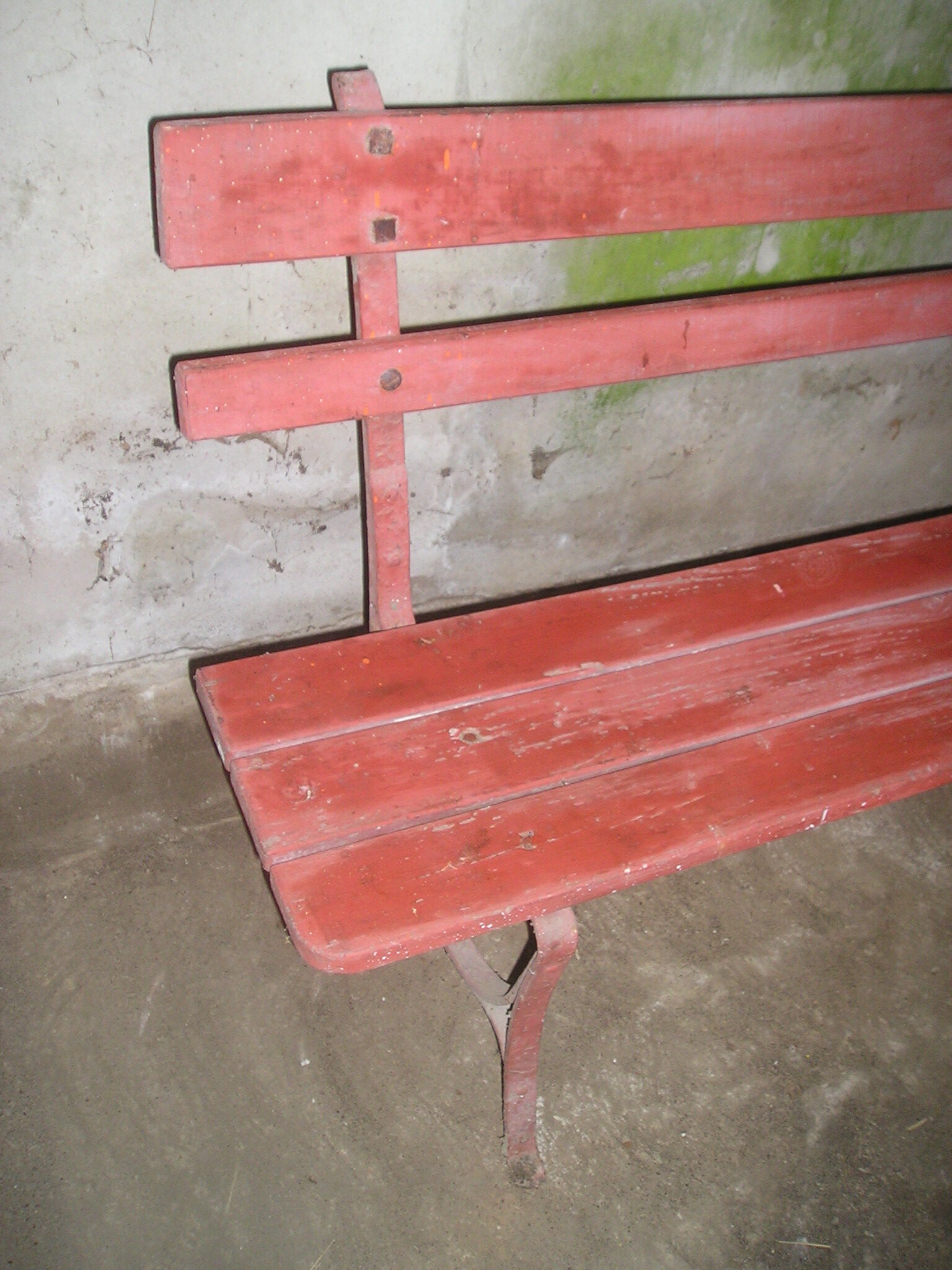 Garden bench wood metal early XXth "ox blood"