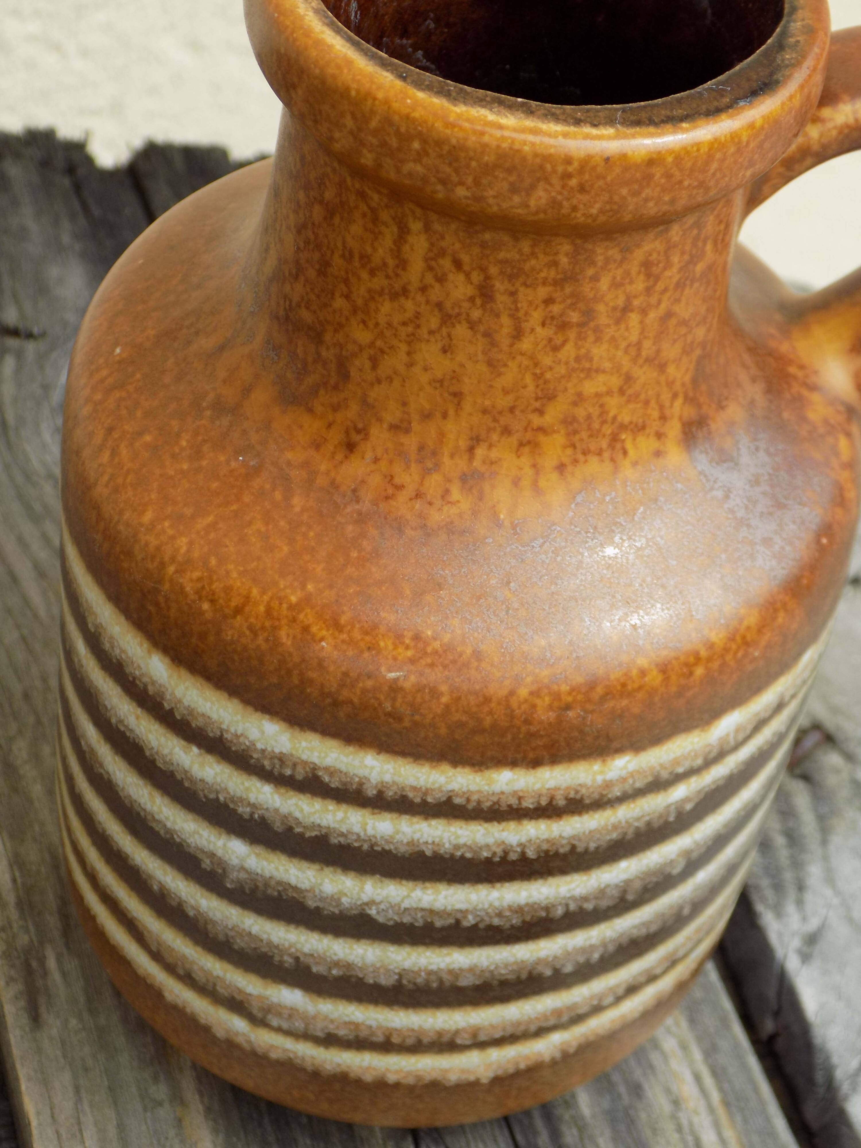 Striped stoneware vase