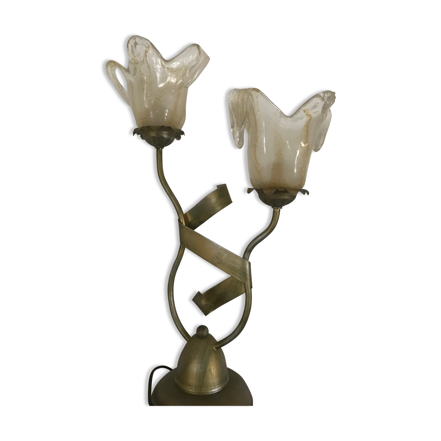 Lamp salerno 2 rods metal finish tulips in blown glass 52,5 cm