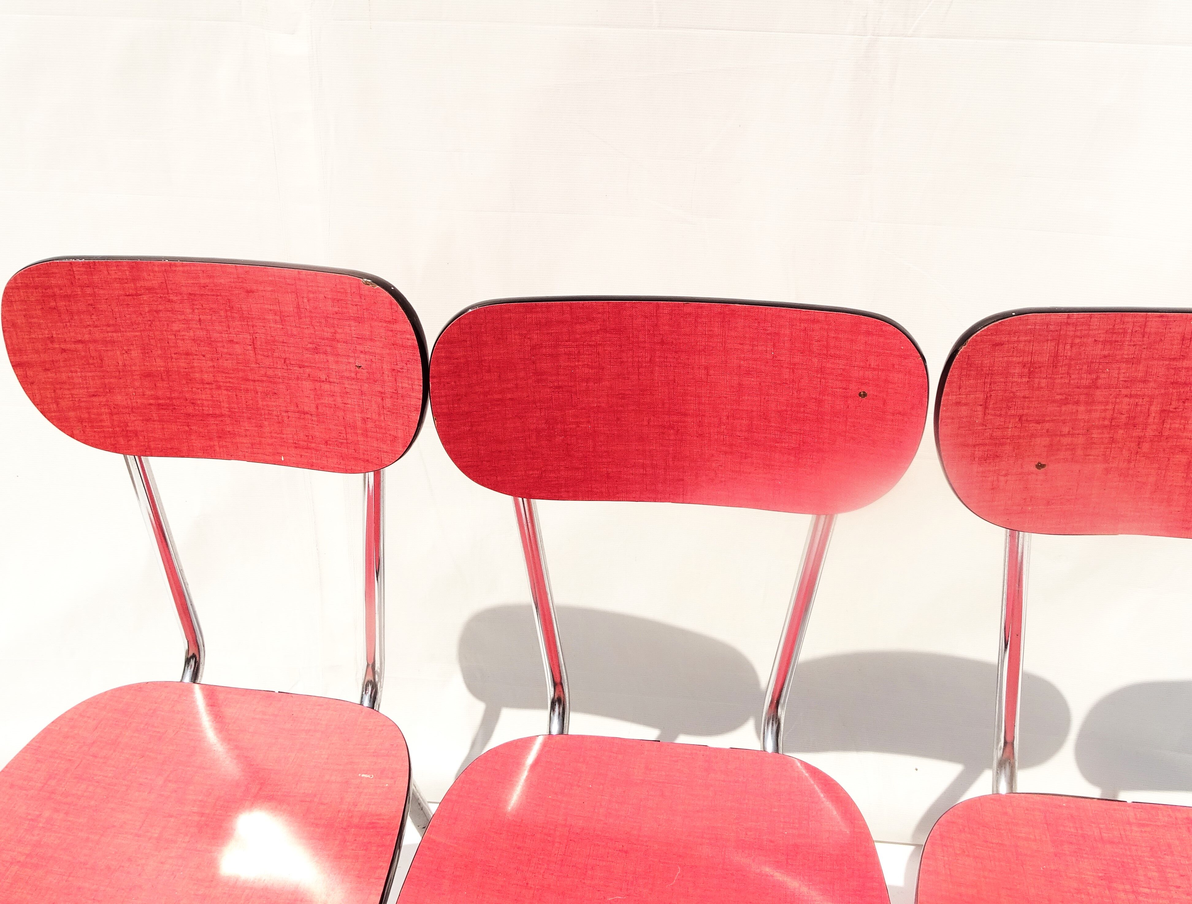 Lot 4 chaises formica rouge
