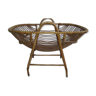 Vintage rattan cradle