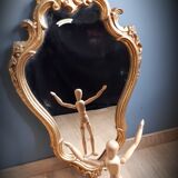 Old golden mirror with leaf   43x70cm