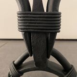 Paire de chenets de cheminée en fer forgé noir français, 1960