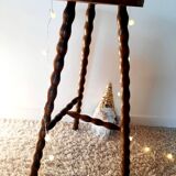 Tabouret haut tripode bois pieds tournés