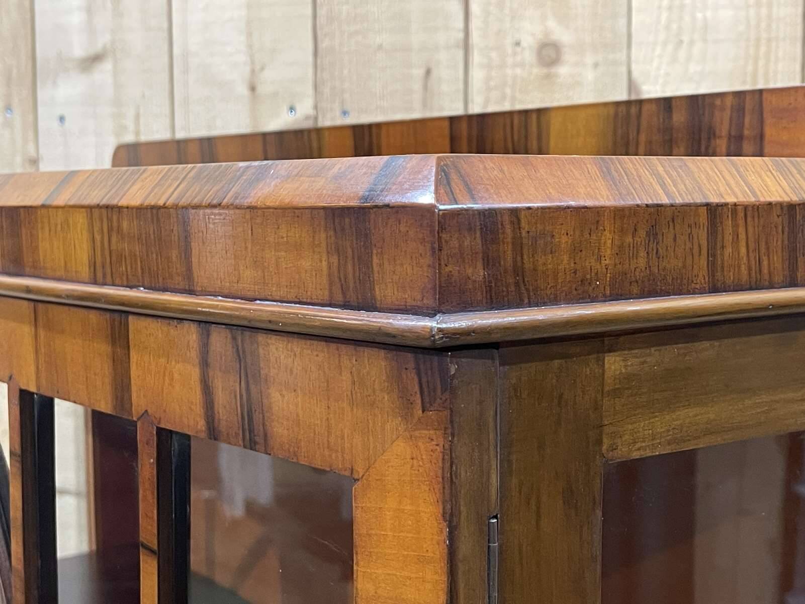 English Chippendale walnut display cabinet from the 1930s