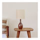 Lampe grès et jute tissée écrue