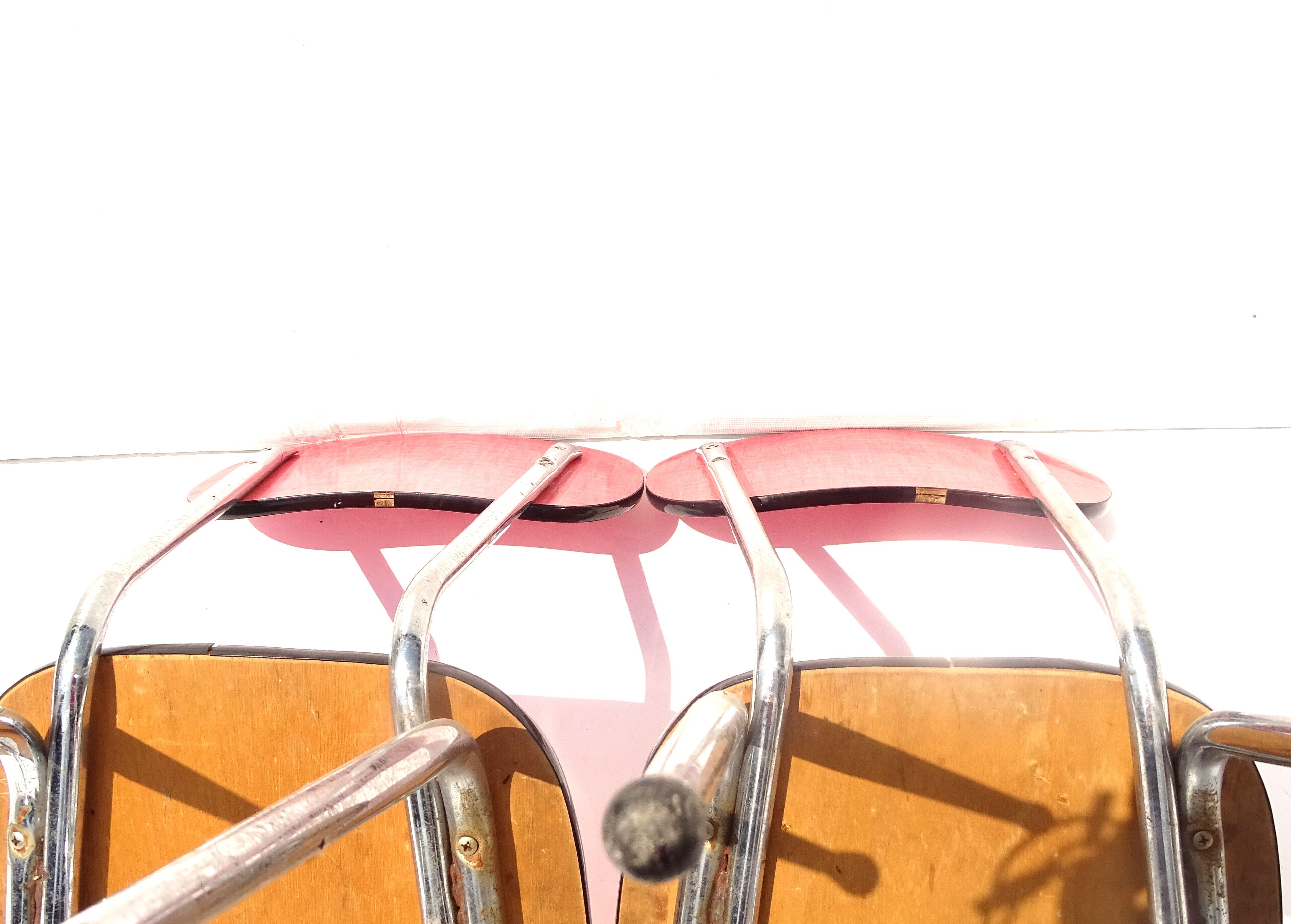 Lot 4 chaises formica rouge