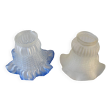 Set of 2 old tulips glass globe lampshades of chandelier lamp fixture