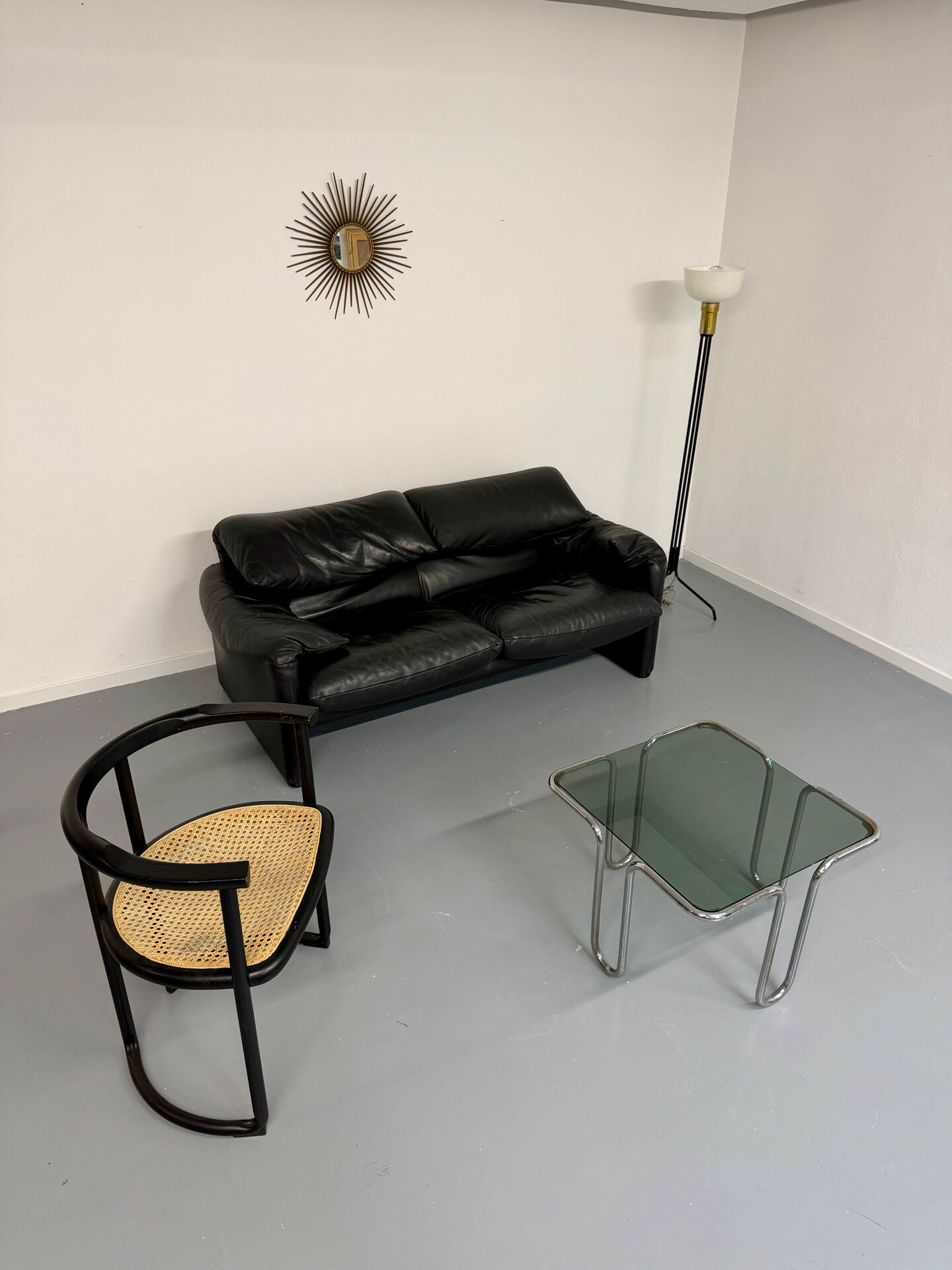 Canapé maralunga design design Vico MAGISTRETTI Cassina en cuir noir