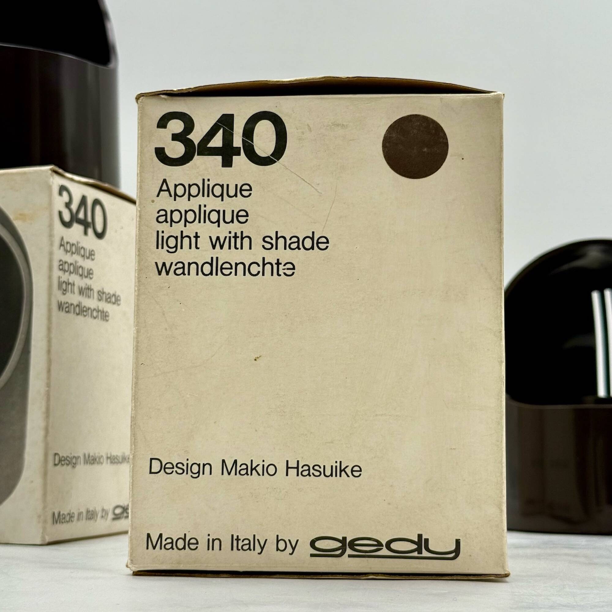 Pair of Brown Gedy Wall Lamps by Makio Hasuike 1970s Italian Design NOS