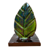 Sculpture feuille en céramique émaillée vintage – années 60/70