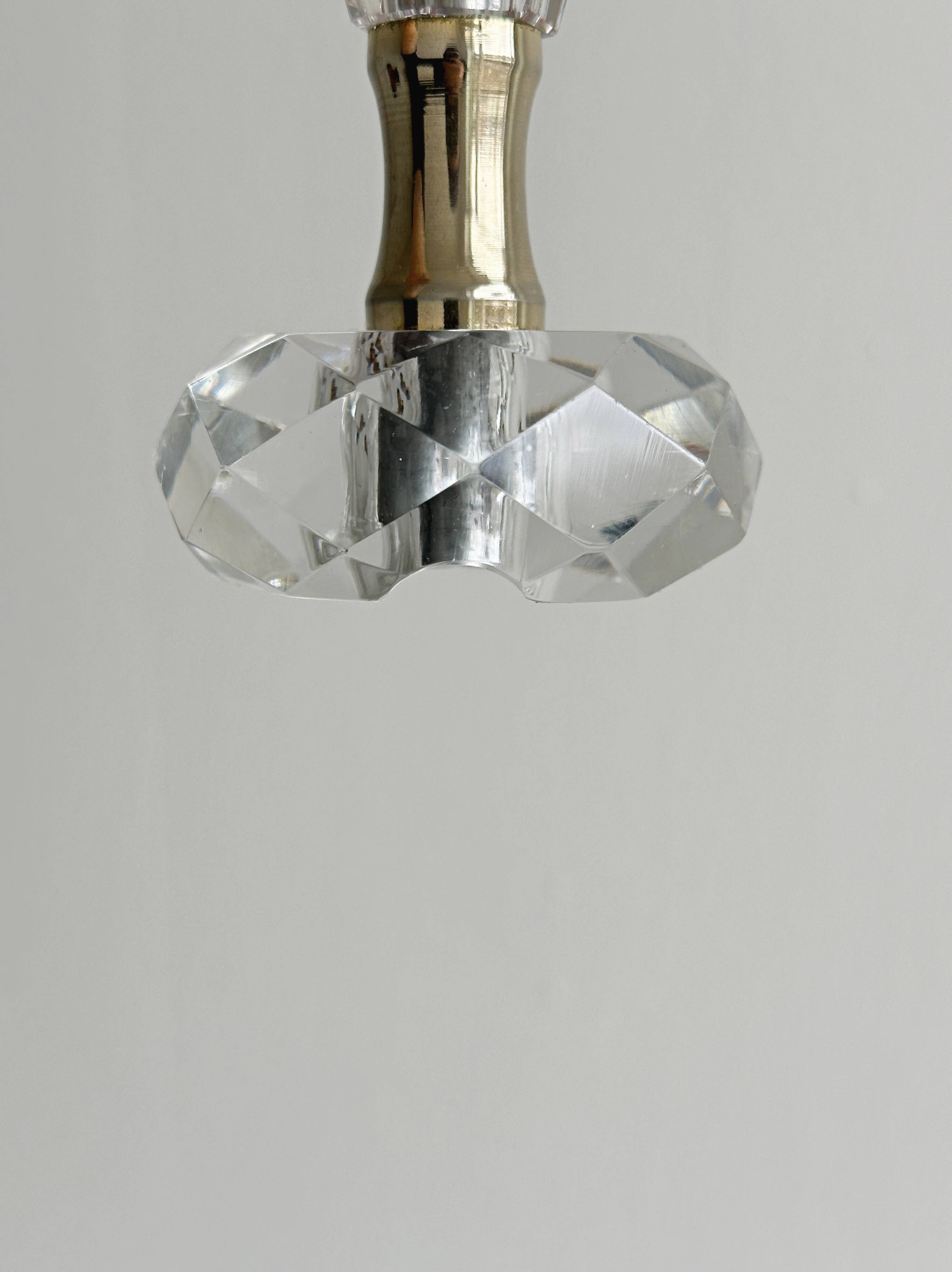 Vintage crystal and brass candlestick