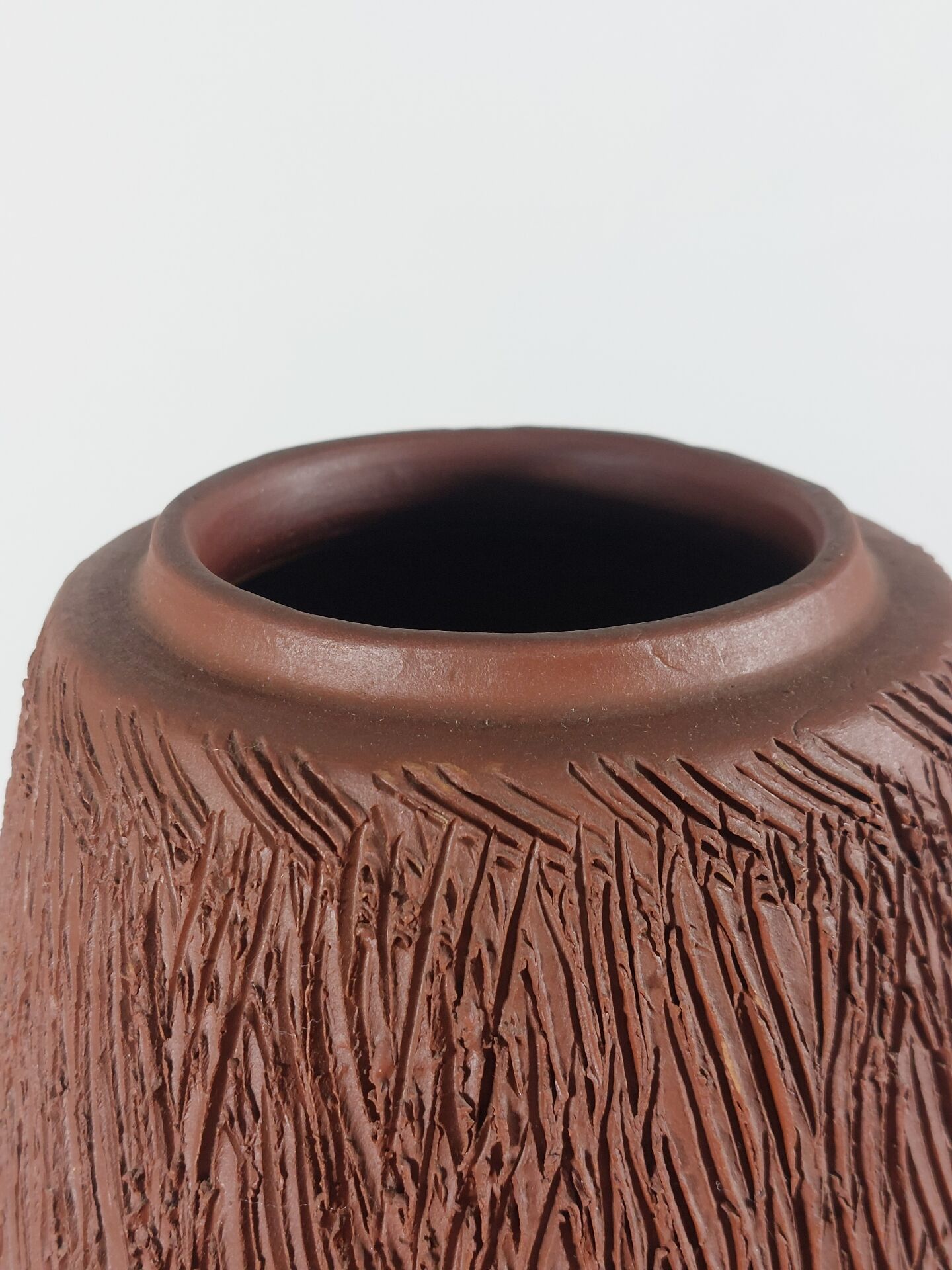 Vintage Mid Century brutalist sgraffito decor ceramic vase