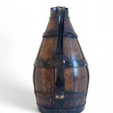 19th Century Rustic French Oak and Metal Hand-Crafted Pitcher