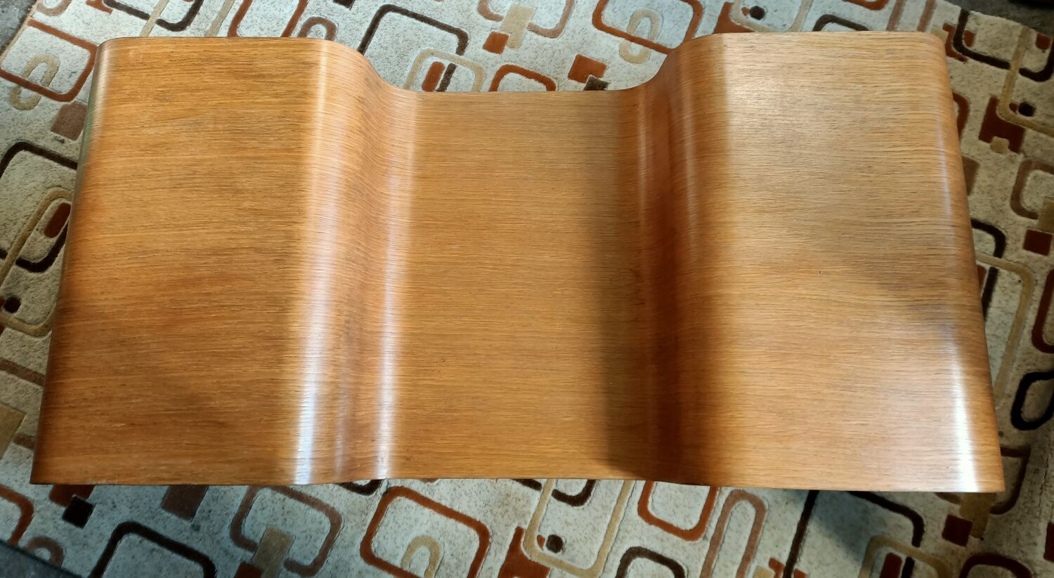 Curved wooden coffee table