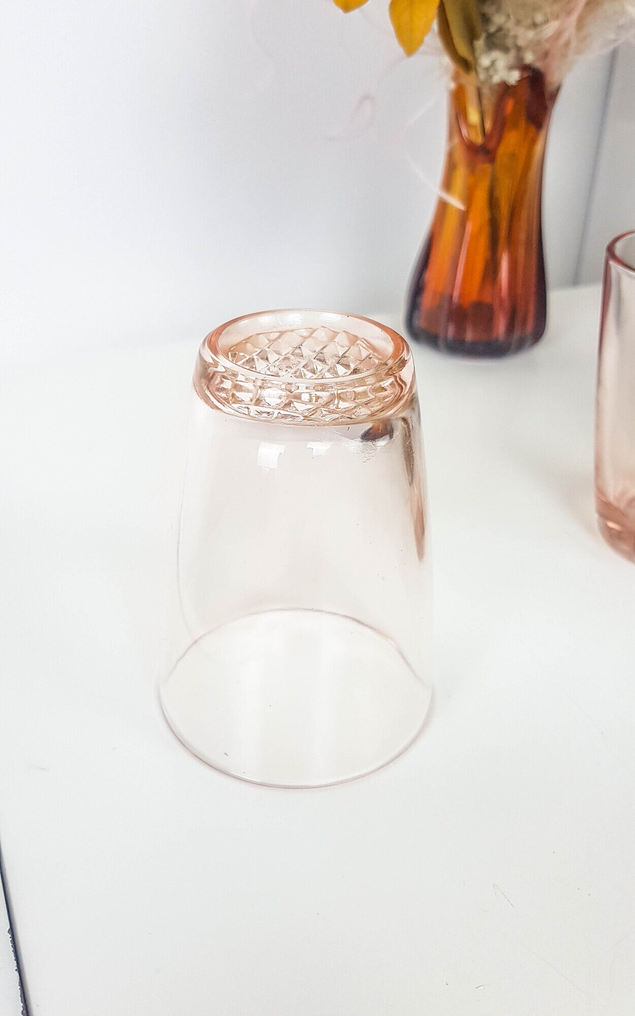 Lot of 4 vintage pink glasses vintage pink glass