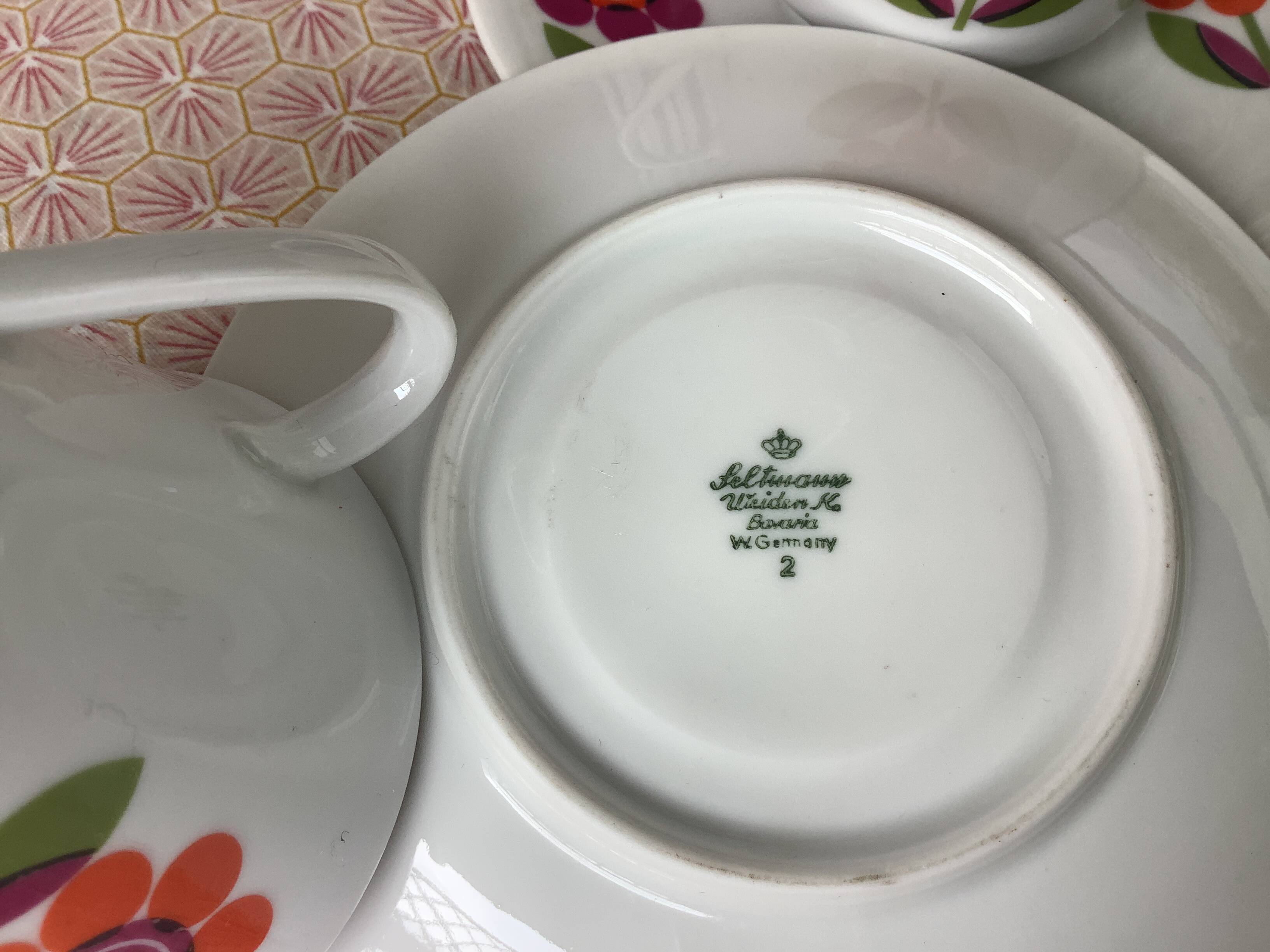 3 Seltmann Weiden K. Bavaria cups - seventies floral decor