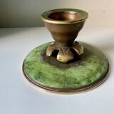 Scandinavian ART DECO candle holder in Bronze with verdigris patina