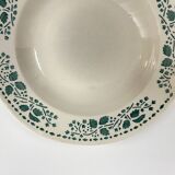 Deep plate, Terre de Fer, Choisy le roi, green stencil with leaf motif