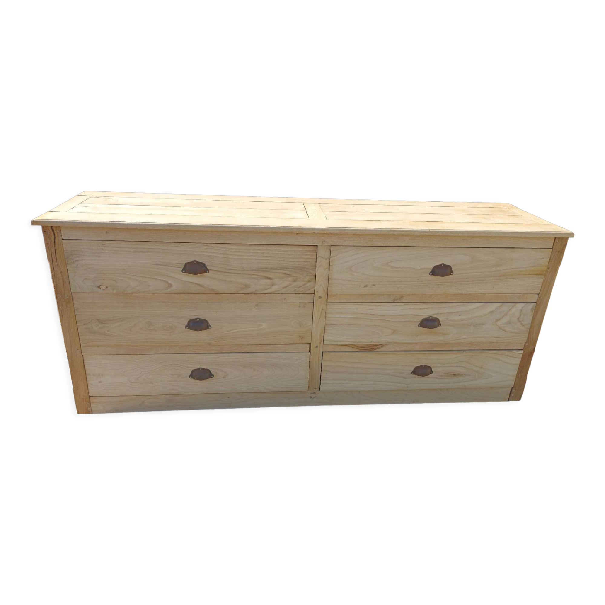 Comptoir de commerce  6 tiroirs en châtaignier