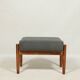 Footrest in vintage style, wooden pouffe, corduroy fabric , Graphite upholstery
