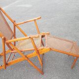Folding chaise longue 1900 in beech