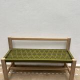 Khaki bench with backrest