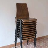 set of 10 vintage stackable chairs