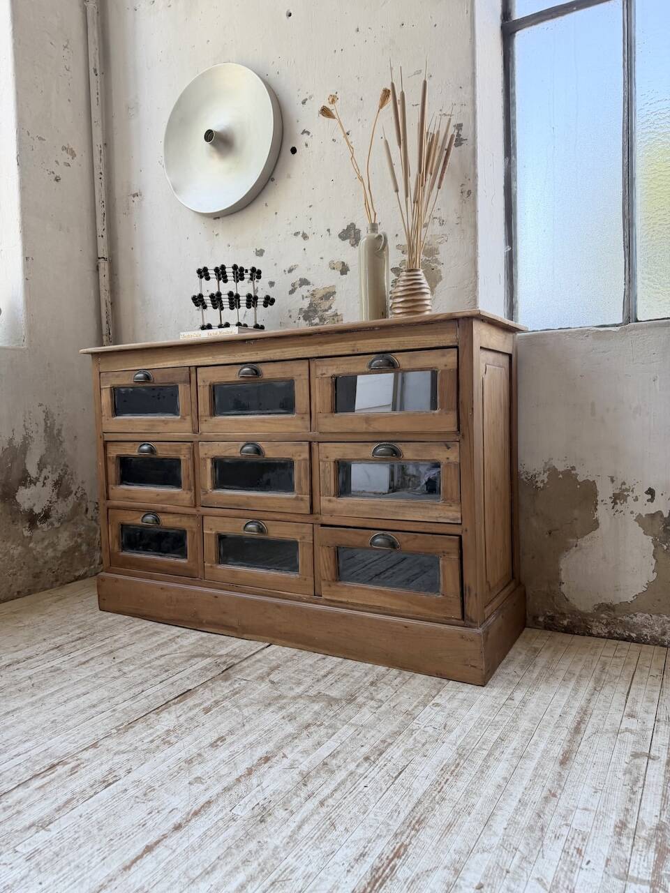 Grainetier meuble de métier en noyer 1950