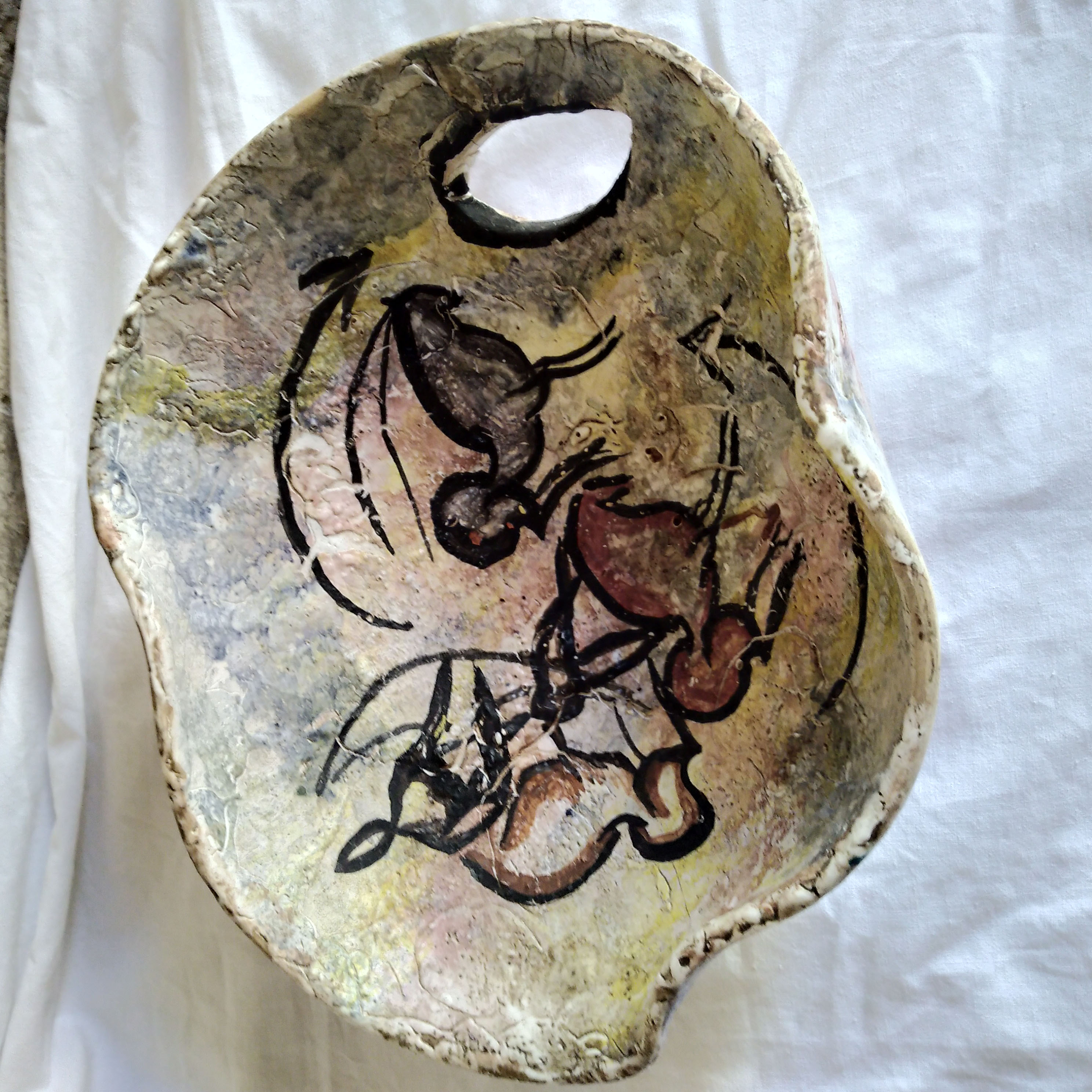 Vallauris rock ceramic basket 1950