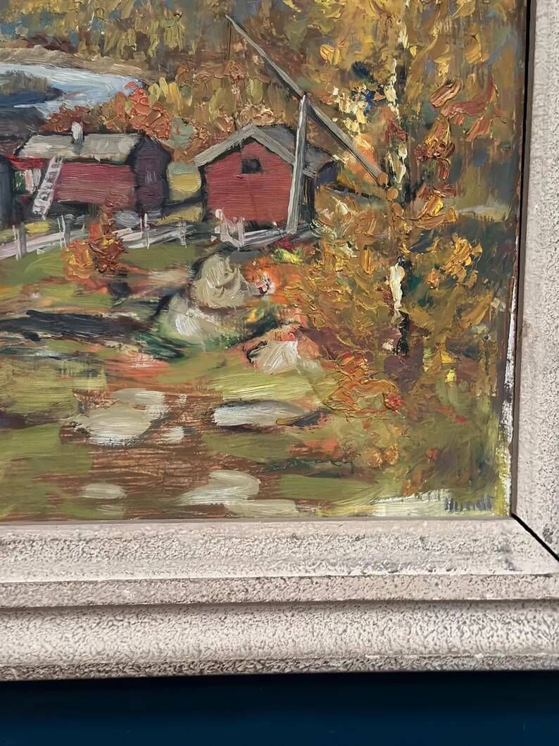 Original Swedish Oil on Panel - "Landscape" by Hundt - Signed - Vintage and Framed - 54 × 45 cm (21.3" × 17.7")