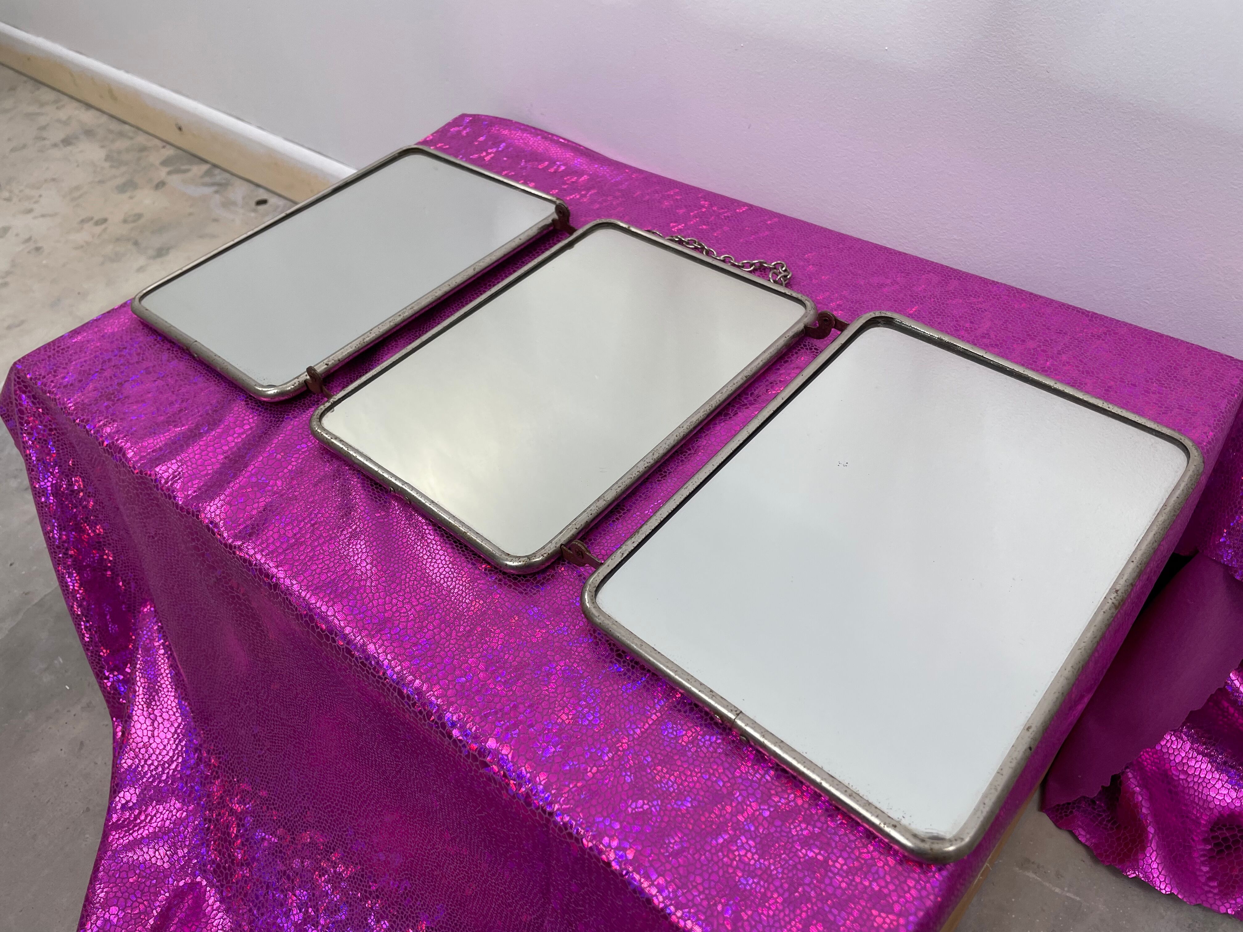 Vintage triptych barber mirror  50x21cm