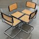 Set of 4 vintage chairs model Cesca B32 in black and chrome