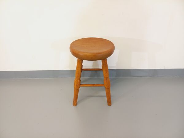 Tabouret vintage en chêne massif des années 50 60